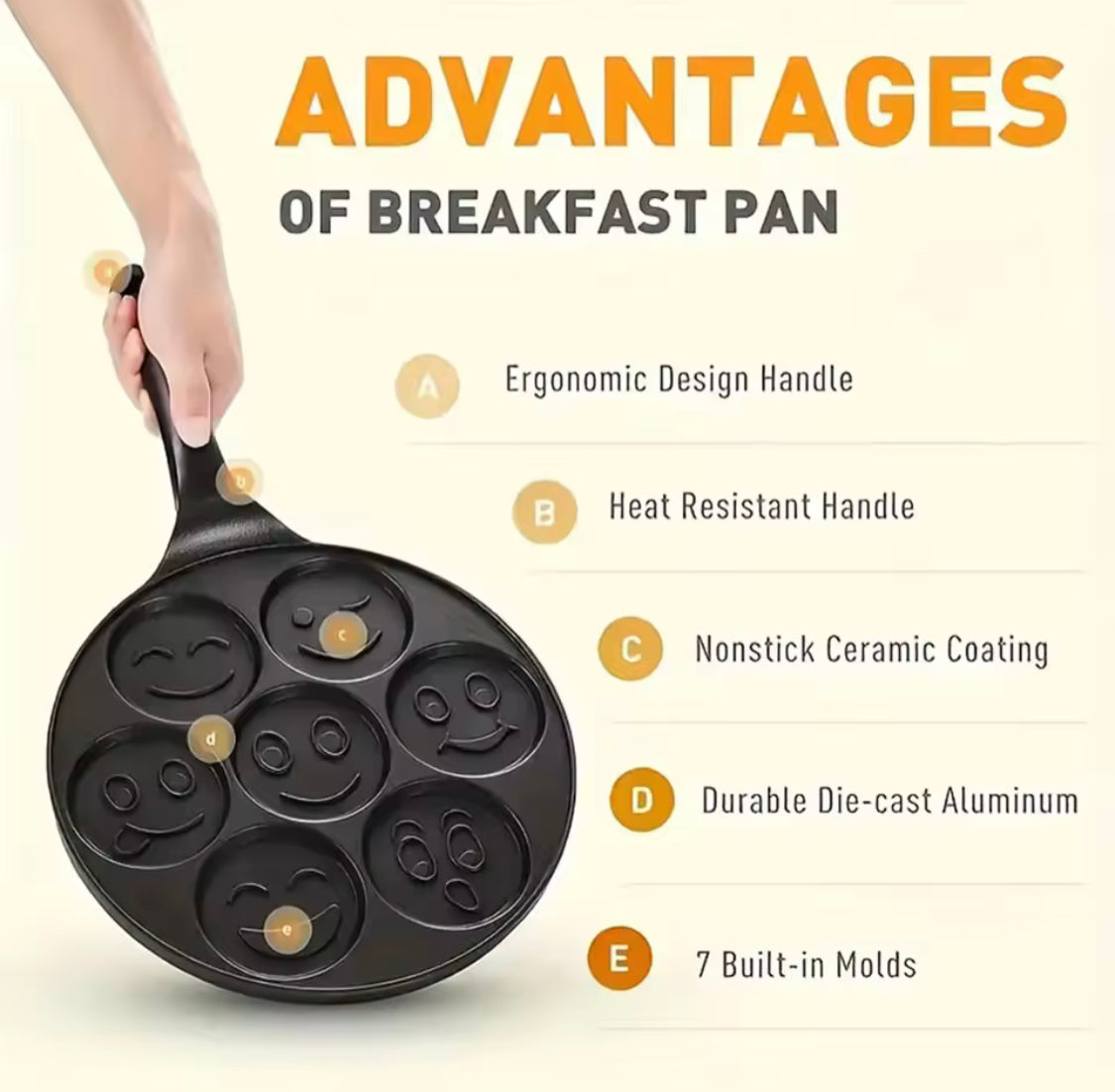 Smiley Face Mini Pancake Pan, Non Stick Griddle Pancake Maker, 7 Grid Omelette Frying Pan Smiley Face Mini Pancake Pan, Non Stick Griddle Pancake Maker, 7 Grid Omelette Frying Pan